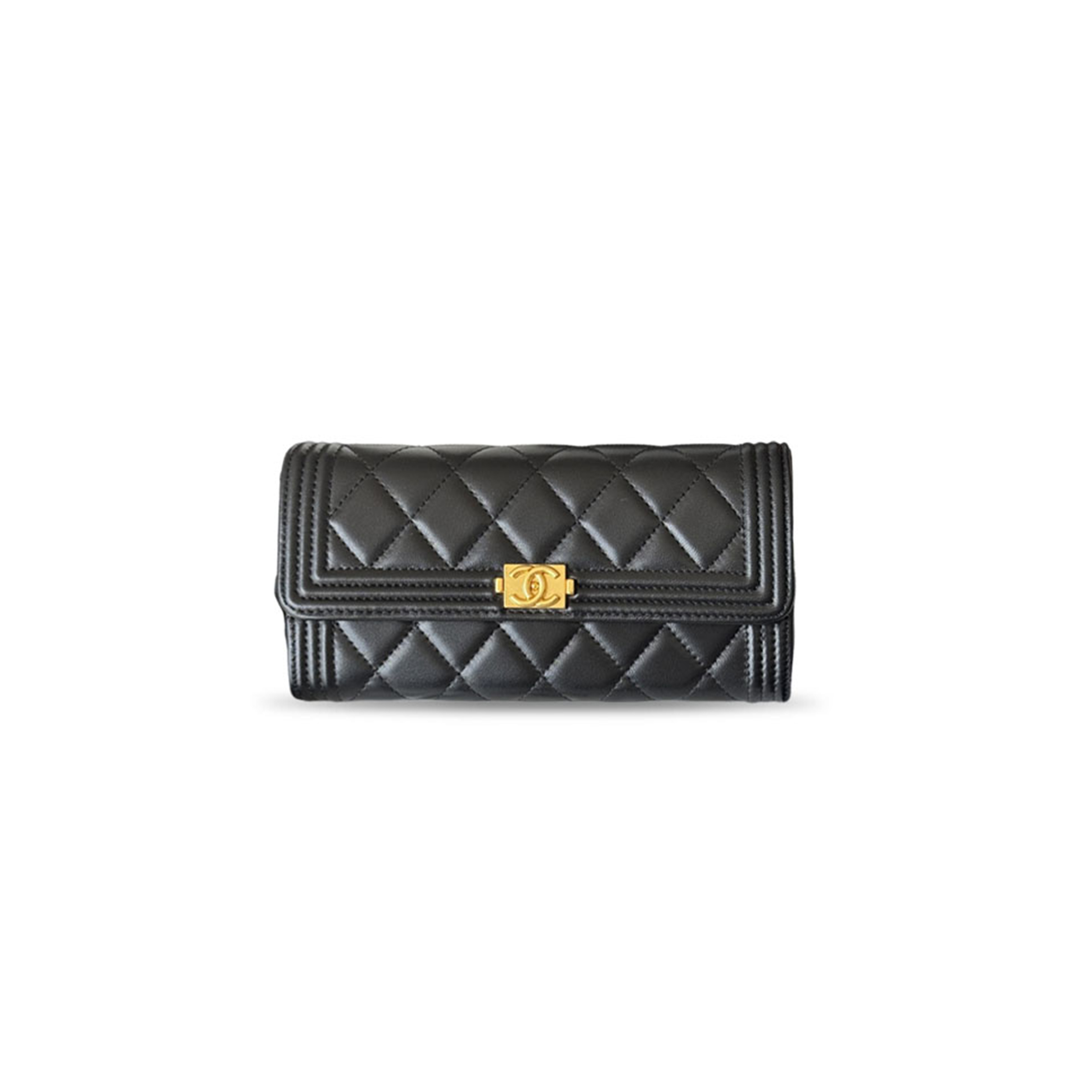 CHANEL MASTER LAMBSKIN QUILTED LONG WALLET BLACK A80286 (19*10.5*3cm)